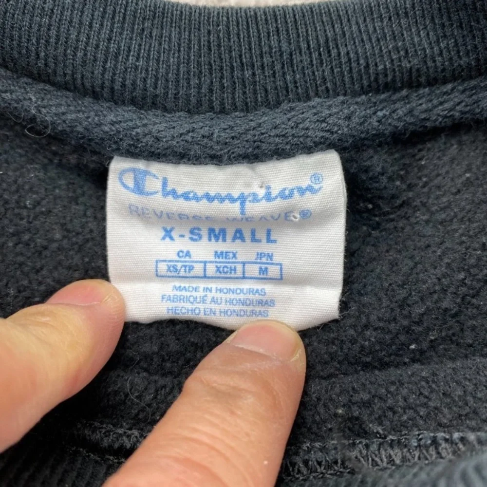 Champion Reverse Weave Sweater Women XS Black Pullover Sweatshirt Embroidered - Picture 3 of 11